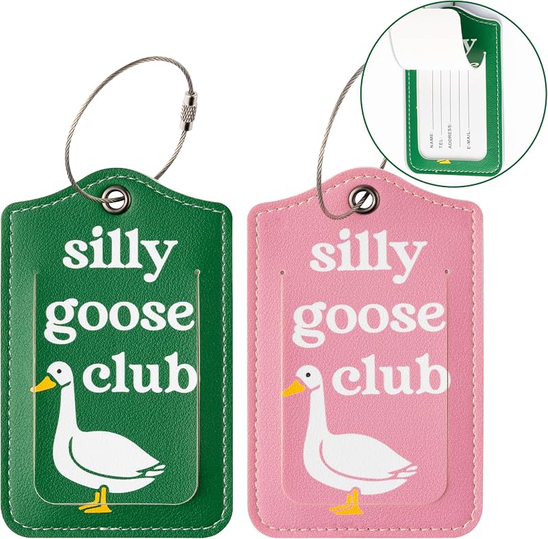 Etiquetas equipaje Silly Goose 2 Pzas Rosado y Verde