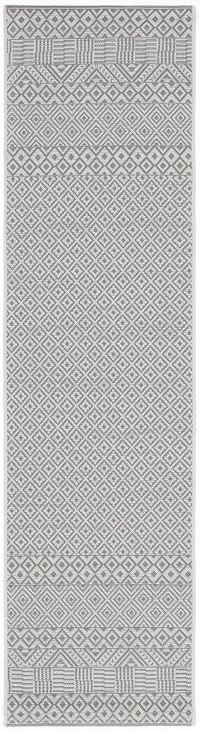 Alfombra lavable exterior 2'3x10pulg marrón y gris