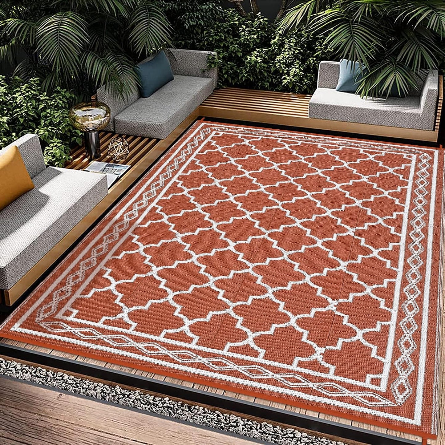 Alfombra exterior 8x10" impermeable plegable reversible