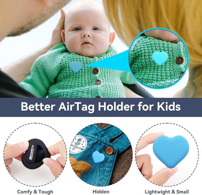 Funda oculta AirTag niños 4 pzas soporte negro azul rosa