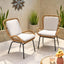 Silla mimbre exterior con cojines 2 pzas marrón claro