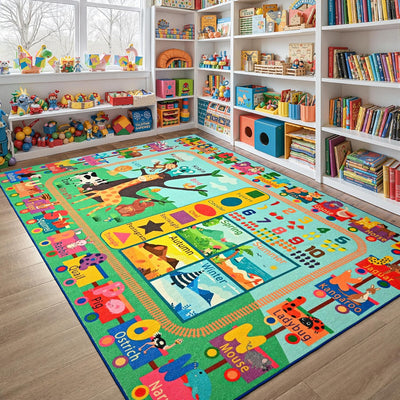 Alfombras área niños educativas 4x6ft TPR antideslizante ABC