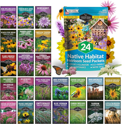 Semillas plantas nativas 24 variedades flores jardín mariposas