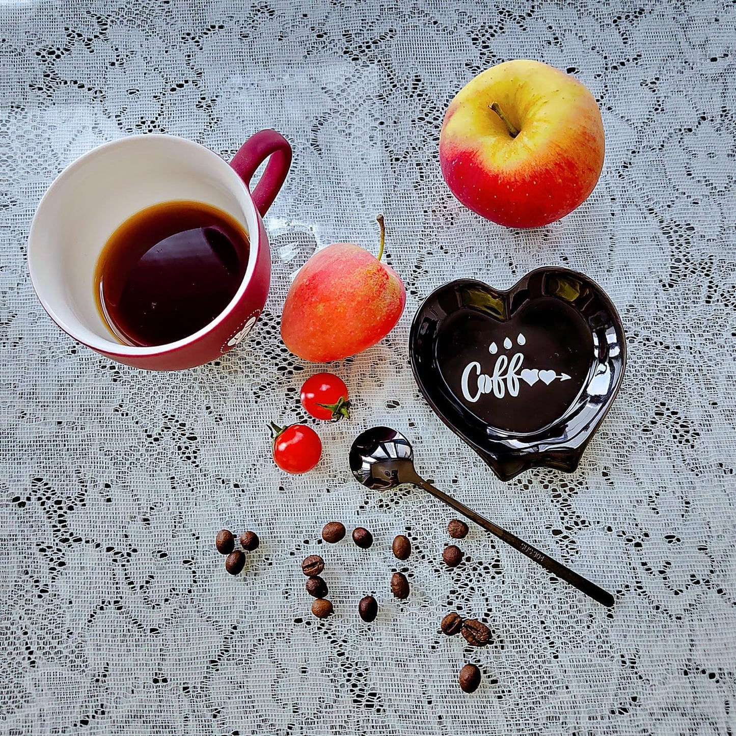 Soporte cuchara café forma corazón cerámica