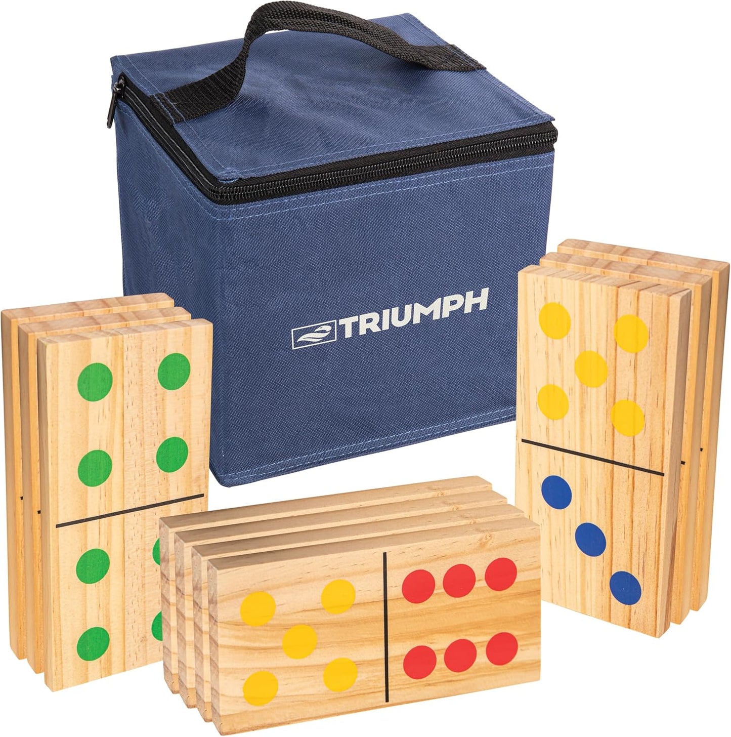 Set dominó madera 28 pzas gran formato con bolsa