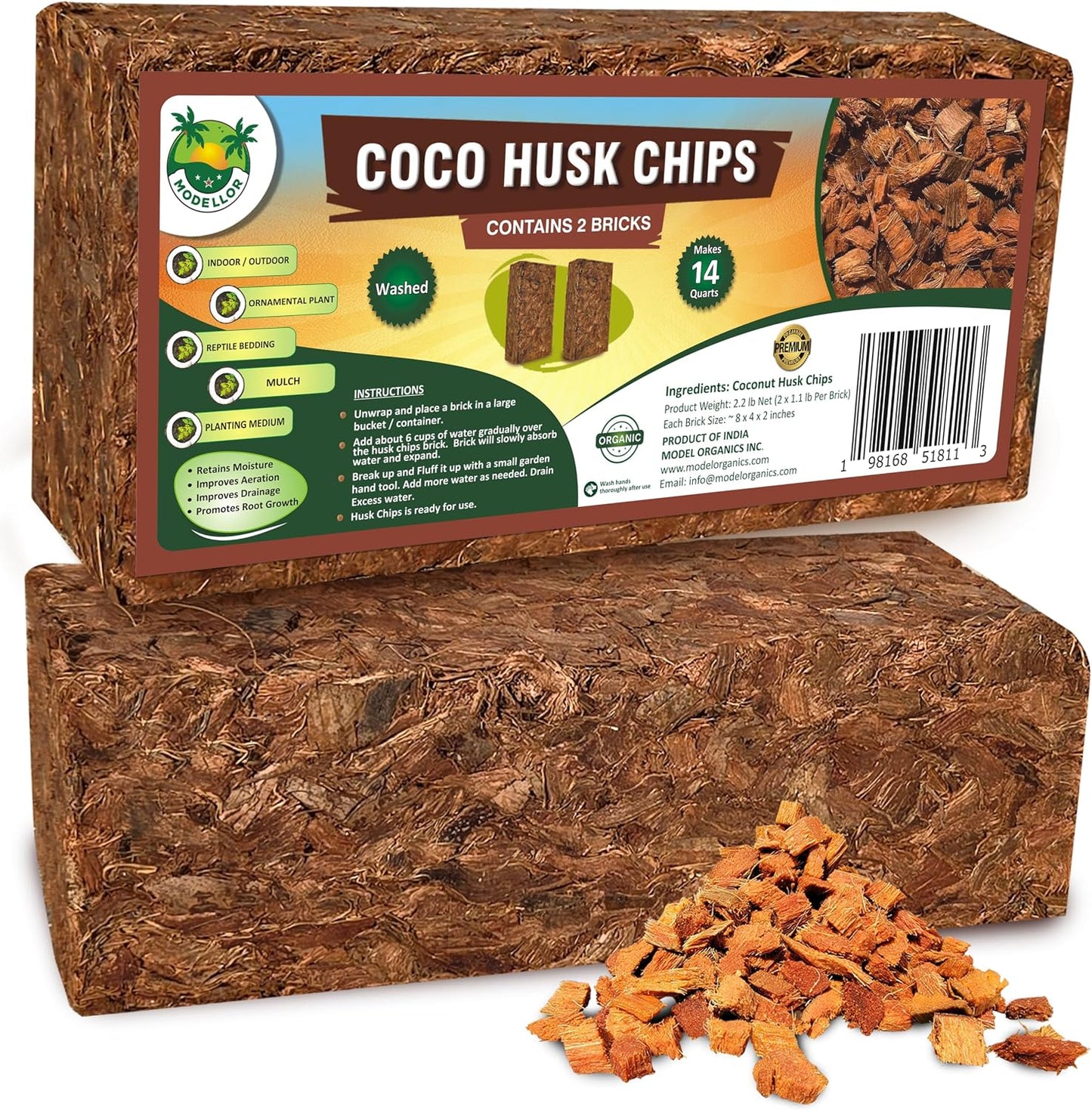 Ladrillos chips coco substrato orgánico para reptiles