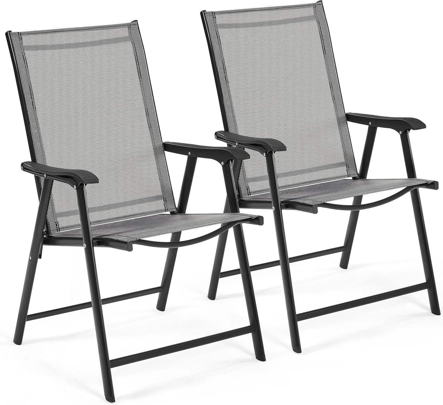 2 Sillas Comedor Exteriores Plegables Marco Metal Gris
