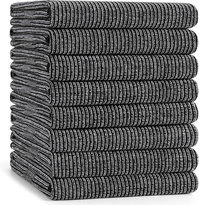 8 Pzas Paños cocina algodón 18x28pulg negro absorbentes