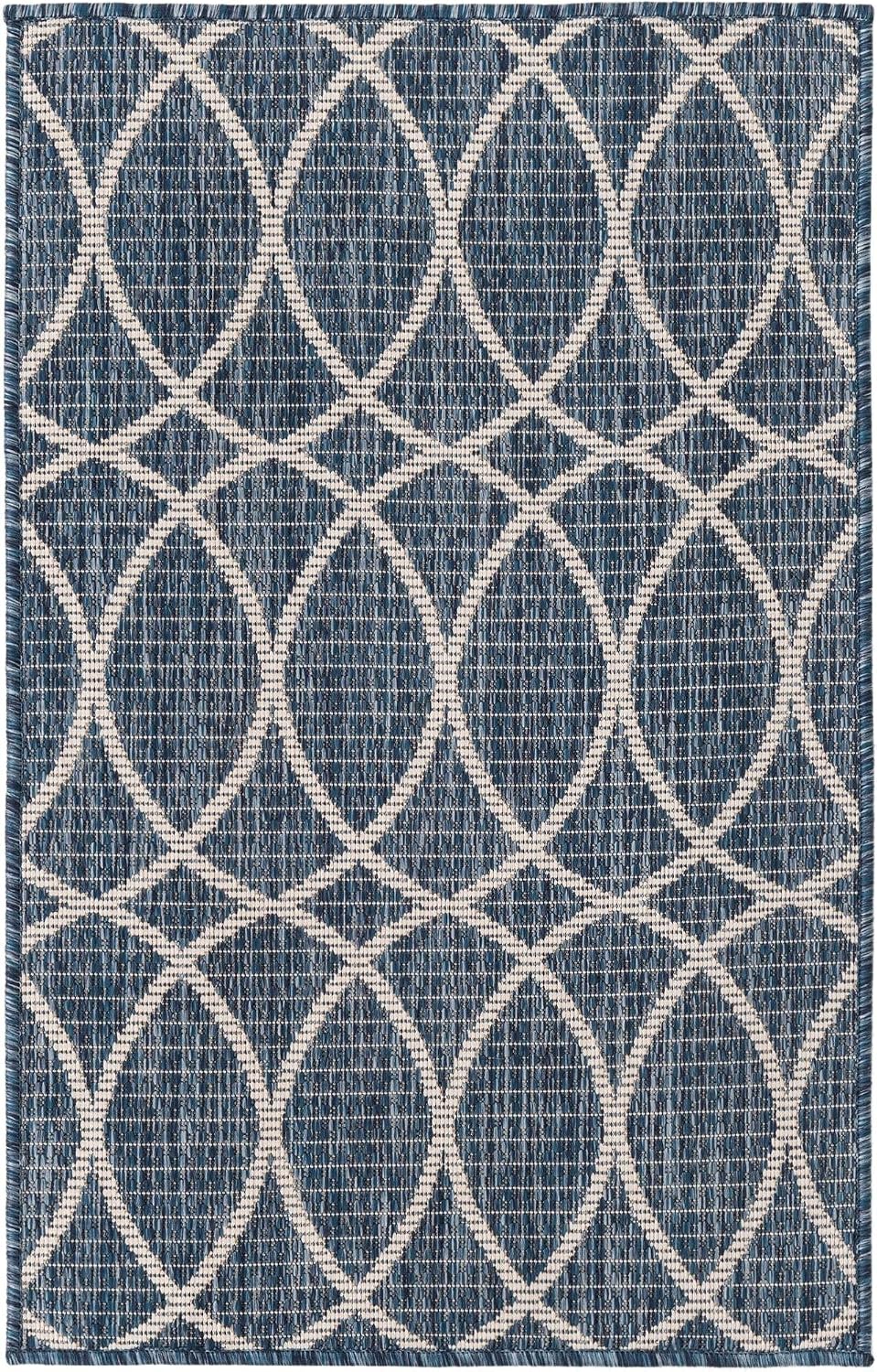 Alfombra área rectangular 2x3ft1" azul/marfil