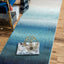 Alfombra abstracta moderna 2.2x6.7ft azul/beige