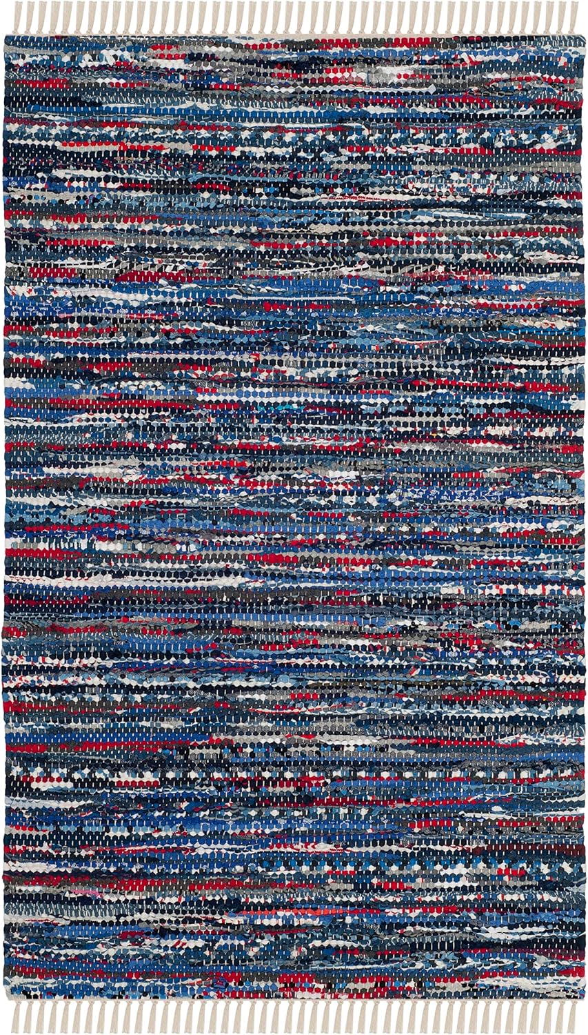 Alfombra decorativa algodón rayas 2'6"x4' azul multicolor