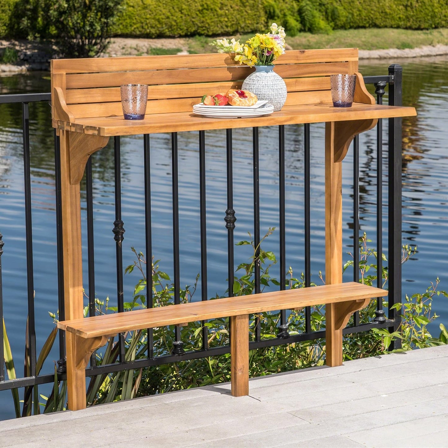 Mesa bar balcón madera acacia al aire libre teñida