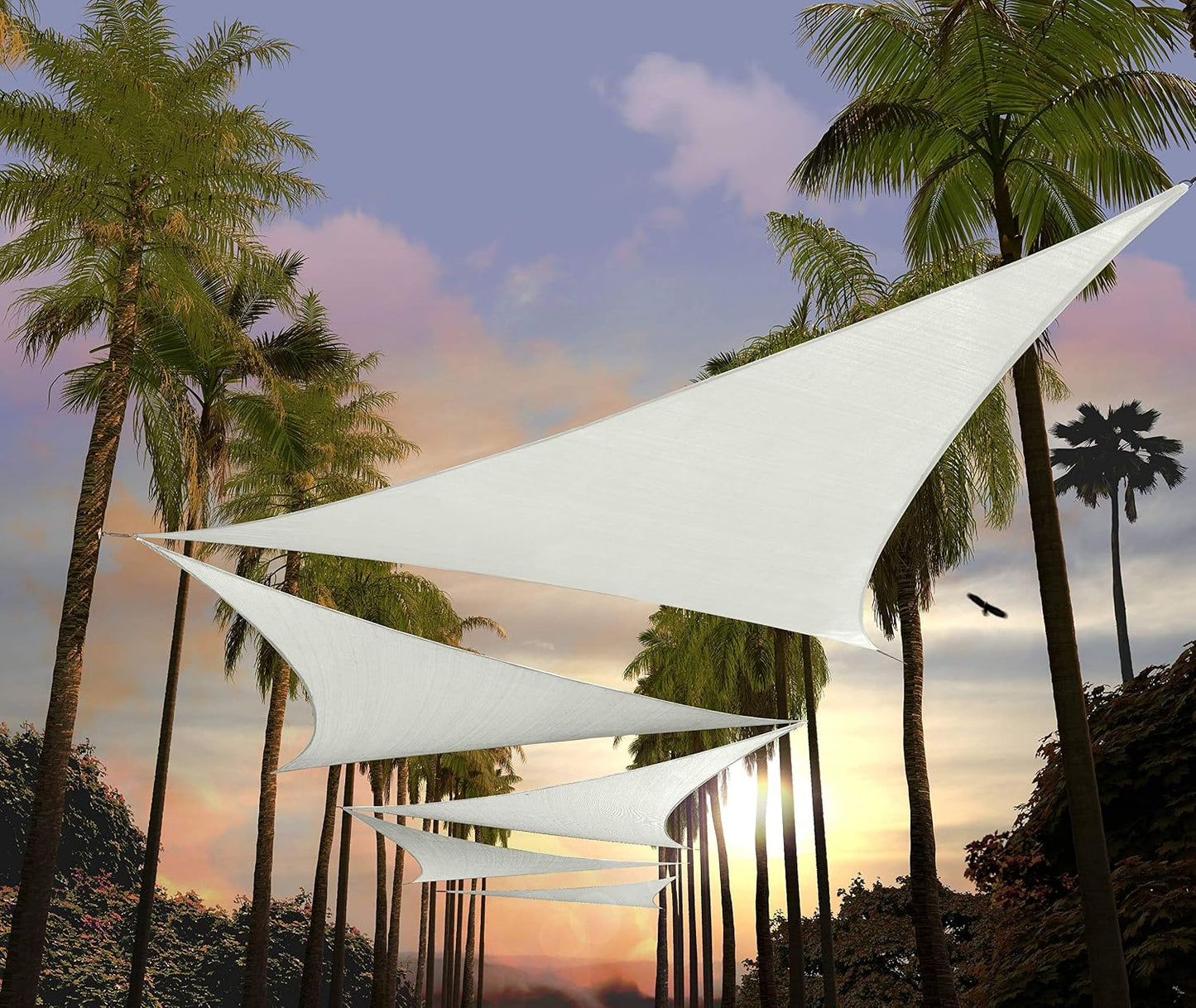 Toldo triangular blanco 20x20x20ft UPF50 resistente