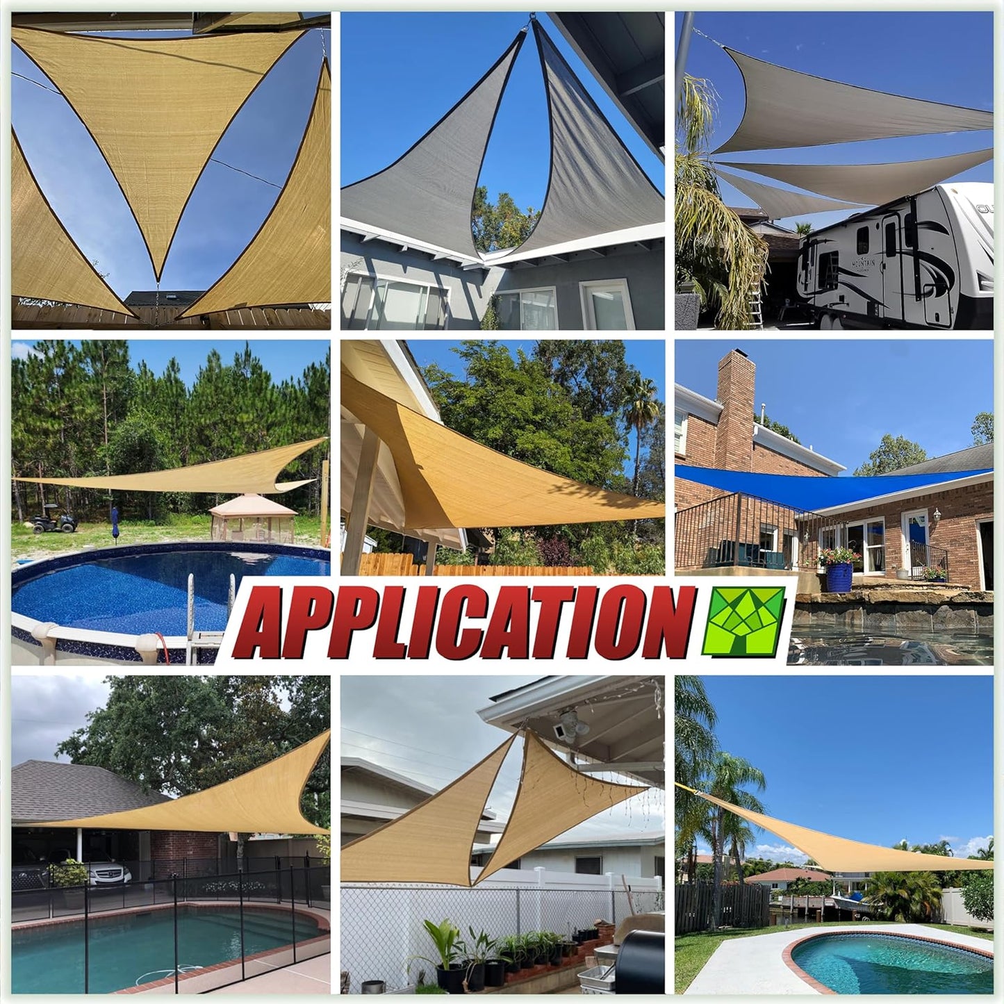Toldo Triangular 8x8x8" Beige Tela Malla UV50