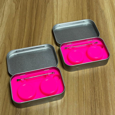 Recipientes cera silicona 0.2oz con caja lata y cuchara acero inox