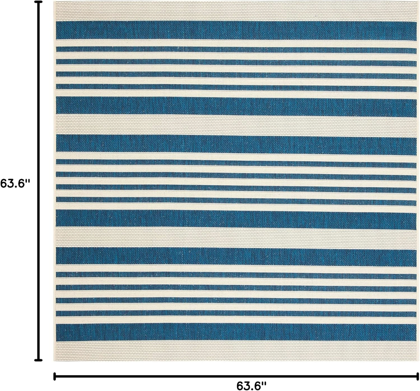 Alfombra exterior lavable 5.3ft2 azul marino y beige
