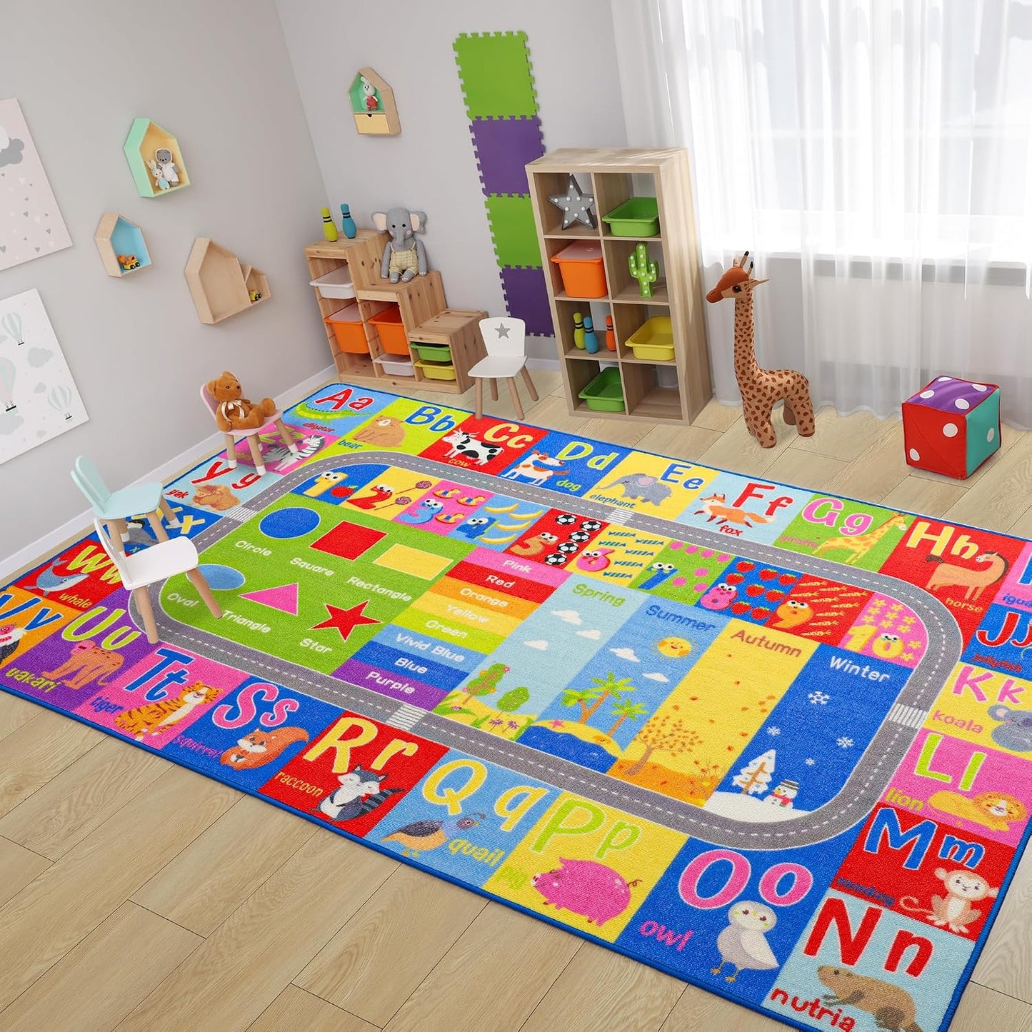 Alfombra educativa para niños 5x7ft con ABC y números