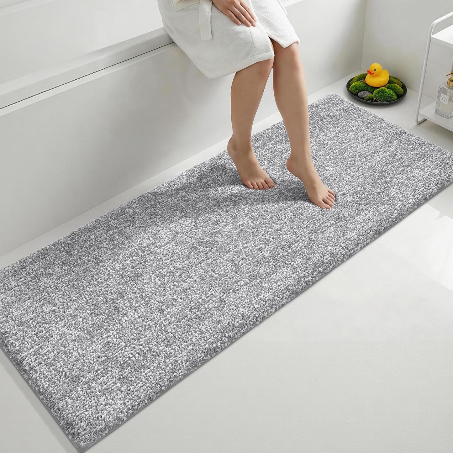 Alfombra baño antiderrap microfibra doble tono goma 70"