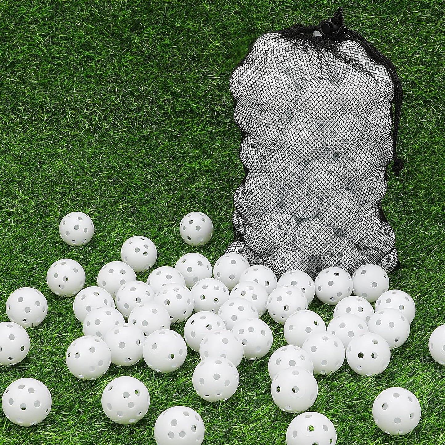 Pack 72/150/300 pelotas golf plástico 1.654pulg con bolsa