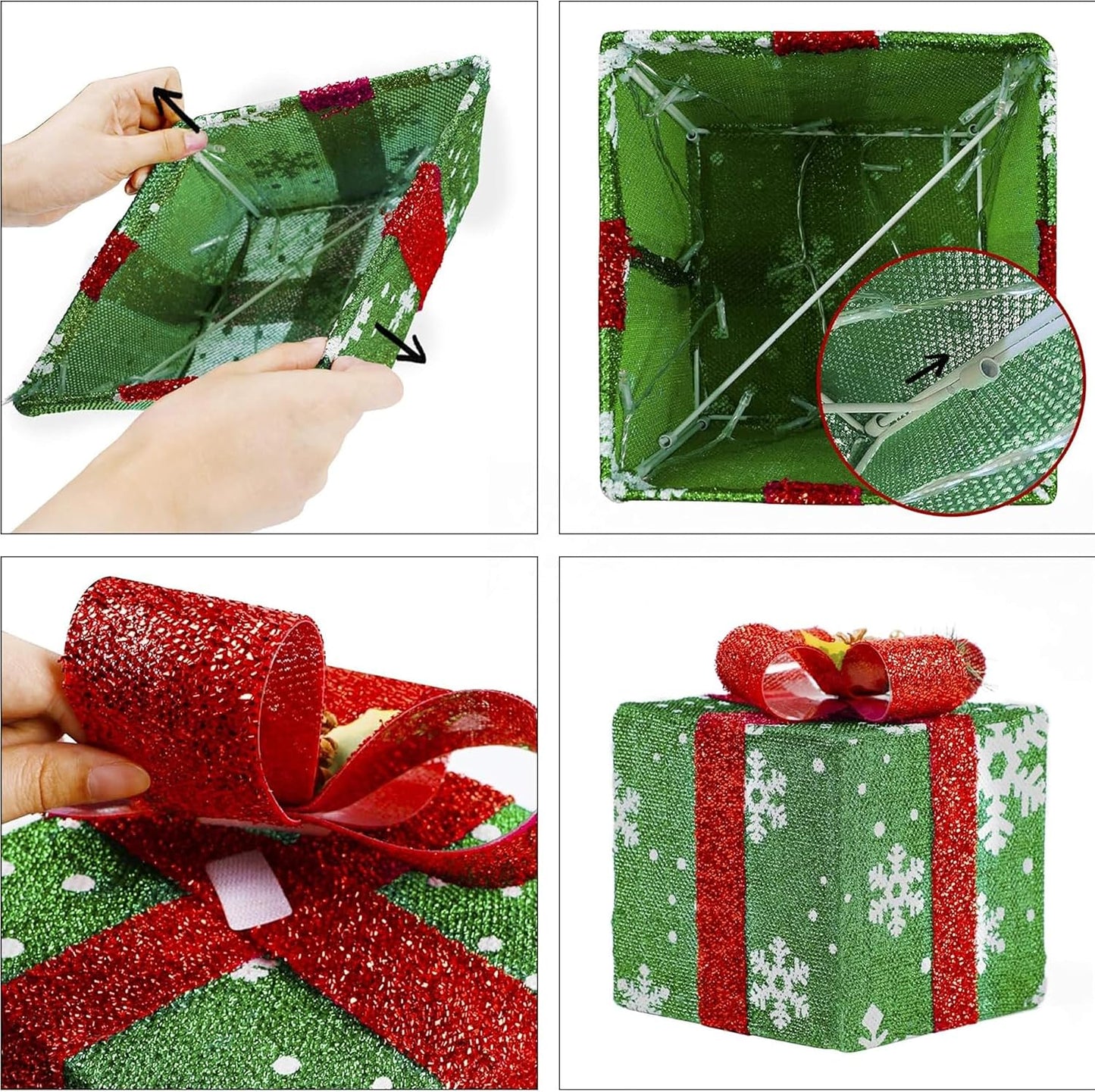 3 Cajas Regalo Iluminadas Navidad Decoración Hogar
