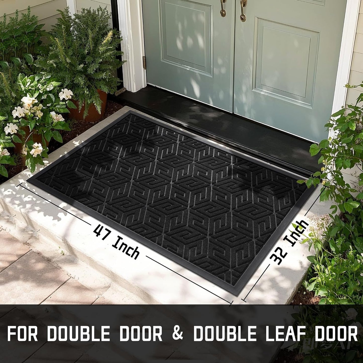 Tapete antiderrap puerta exterior 47x32pulg negro