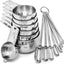 Set 14 Pzas Tazas y Cucharas Medidoras Acero Inox