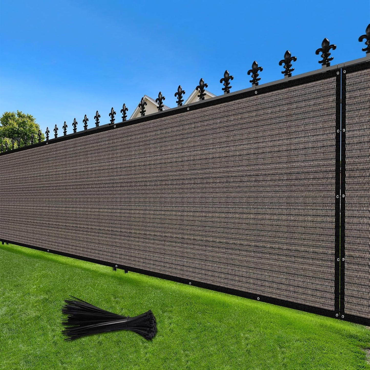 Pantalla privacidad 6x25" malla para valla jardín marrón