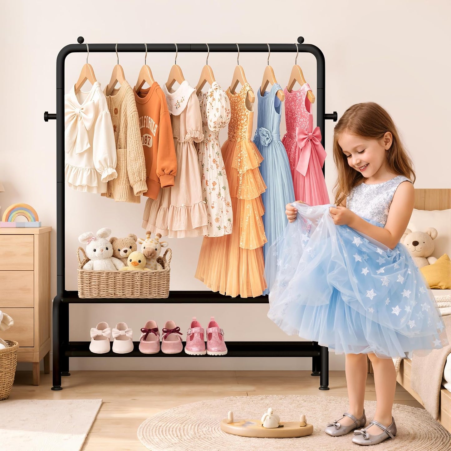 Perchero ropa niños 2 pisos tela mini