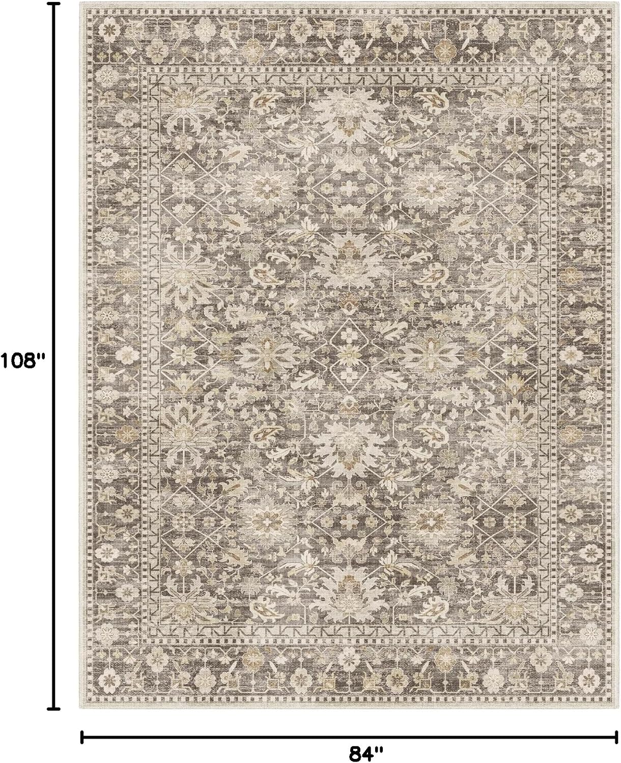Alfombras área lavables 7x9 antiderrap bohemio vintage