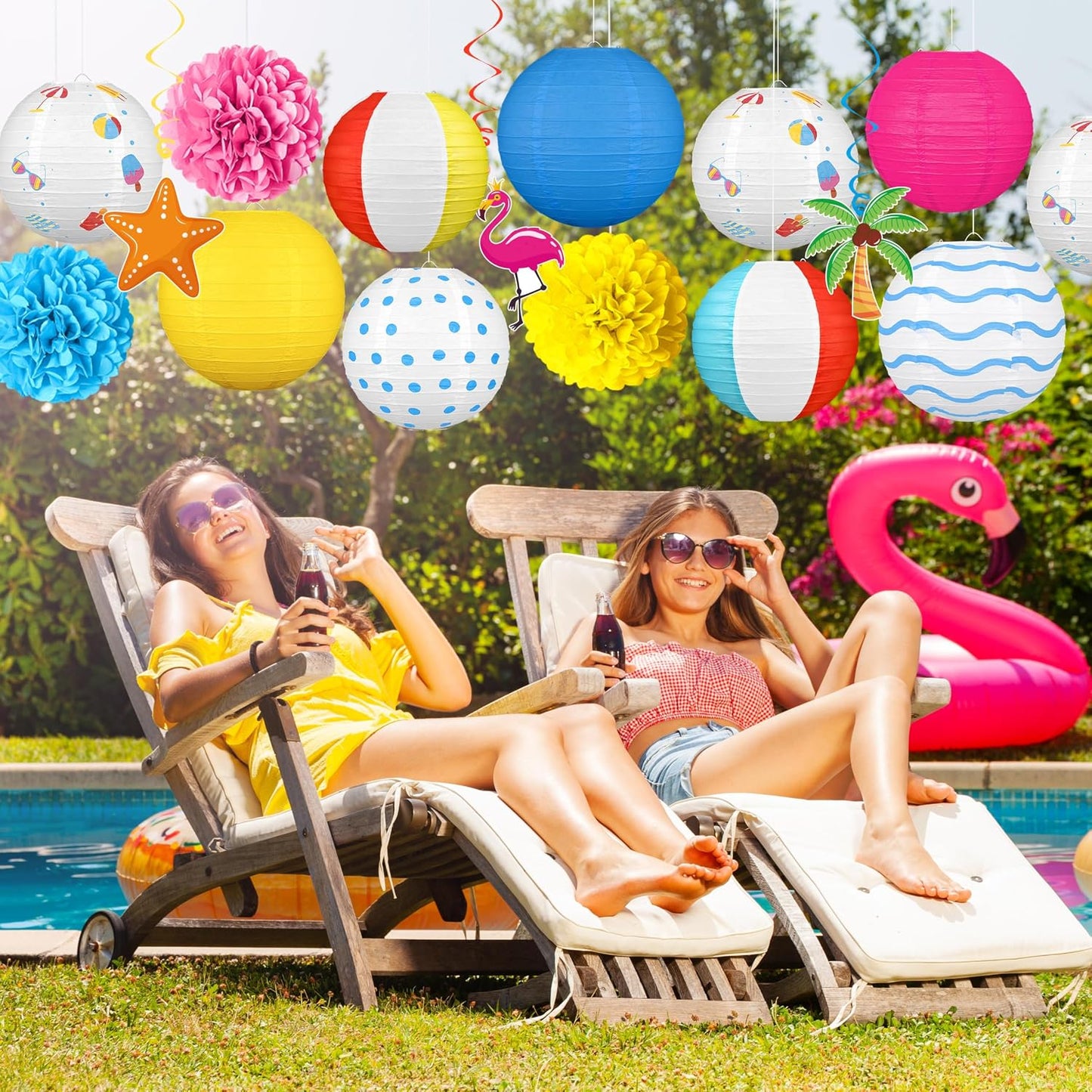 16 Linternas Papel Decoración Fiesta Verano