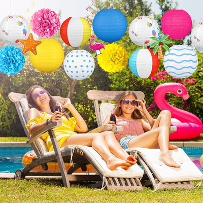 16 Linternas Papel Decoración Fiesta Verano