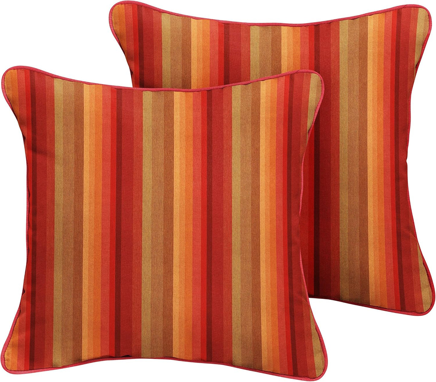 2 Pzas Almohadas Sunbrella 20x20" Rayas Rojas/Marrones