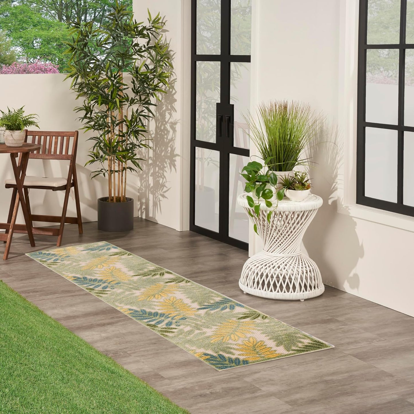 Alfombra dormitorio sala 2'3"x8' verde multicolor fácil