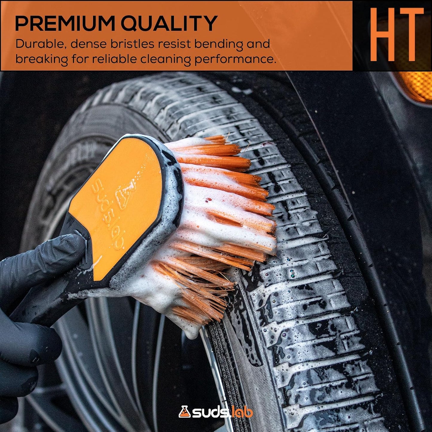 Cepillo neumáticos resistente mango goma cerdas suaves para coche
