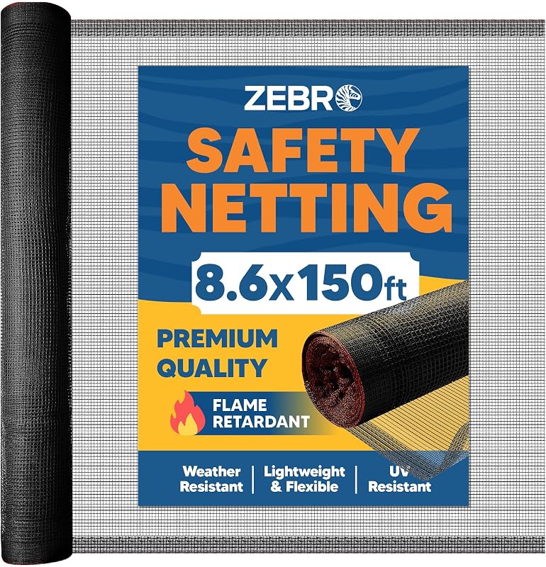 Red seguridad ignífuga 8.6x150pulg color negro construccion
