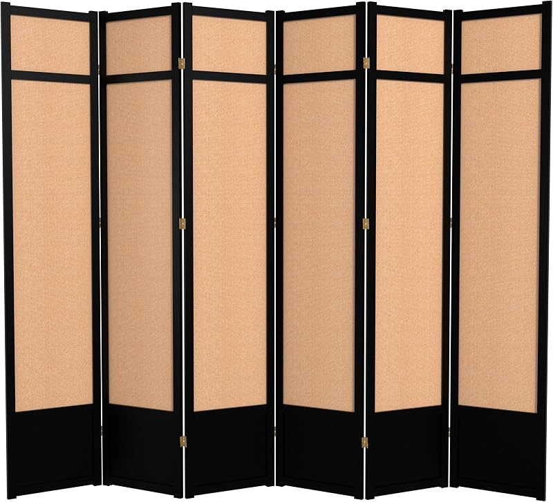 Pantalla Shoji yute 7ft 6 paneles color negro