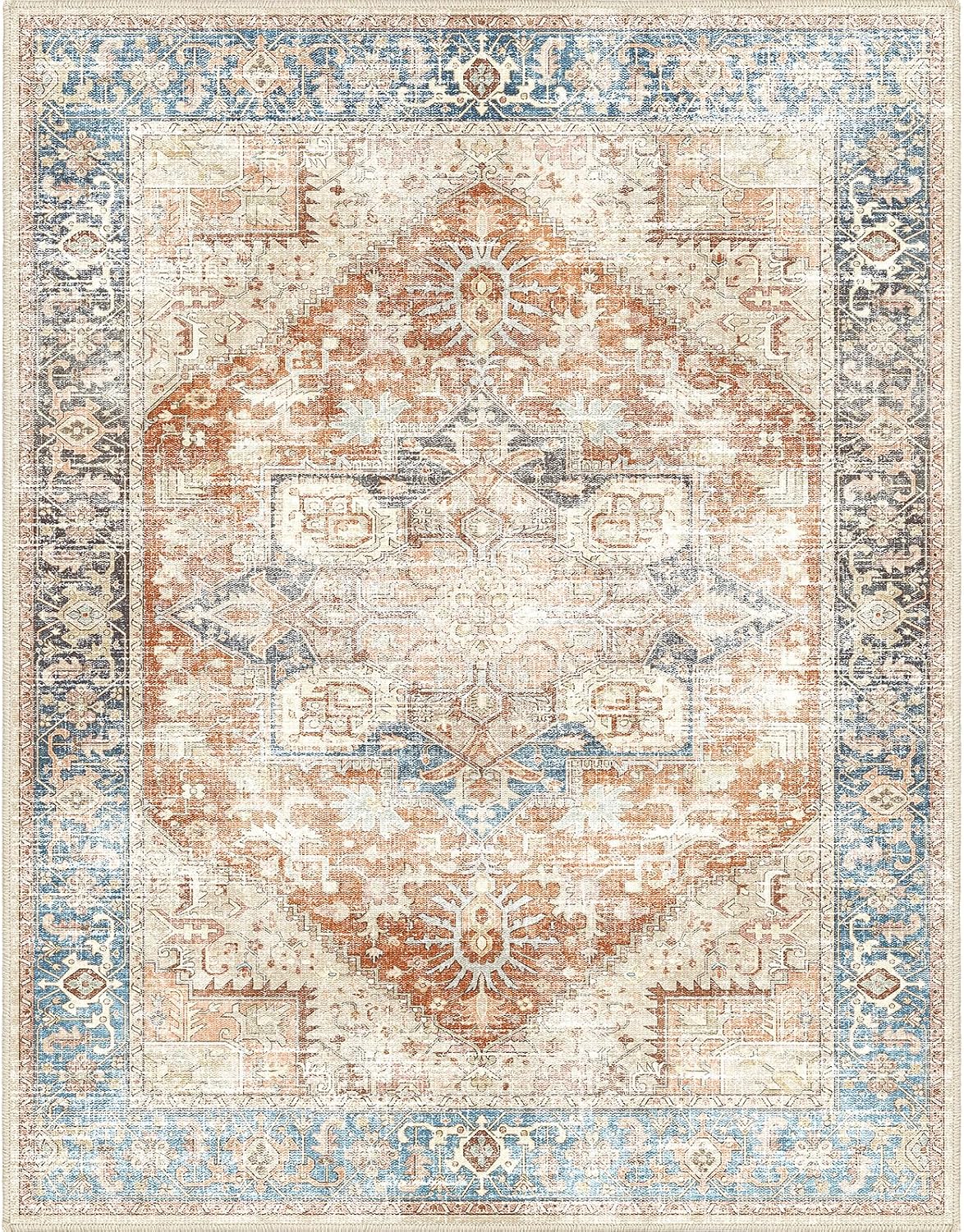 Alfombra ligera sintética pelo bajo 7x9 terracota