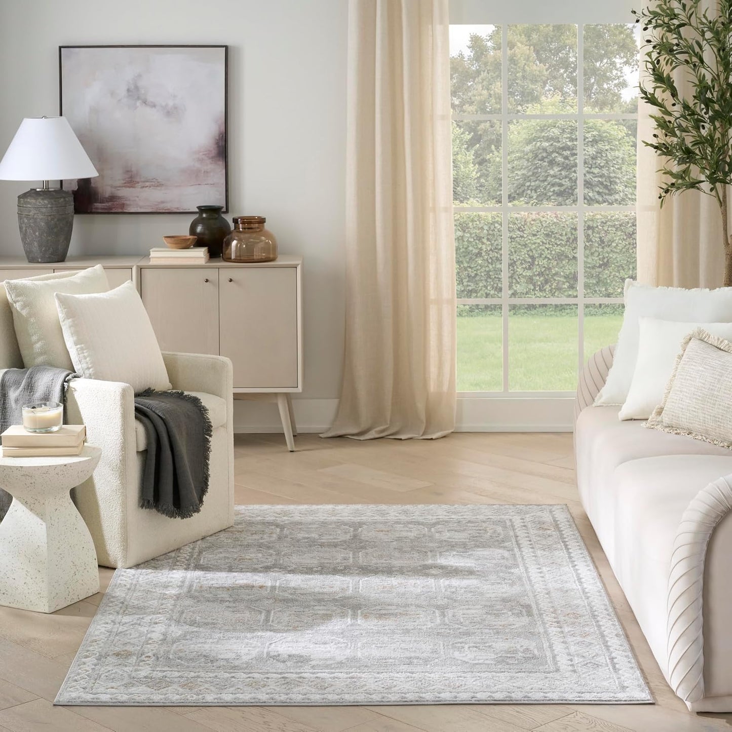 Alfombra gris 4x6ft para dormitorio sala comedor