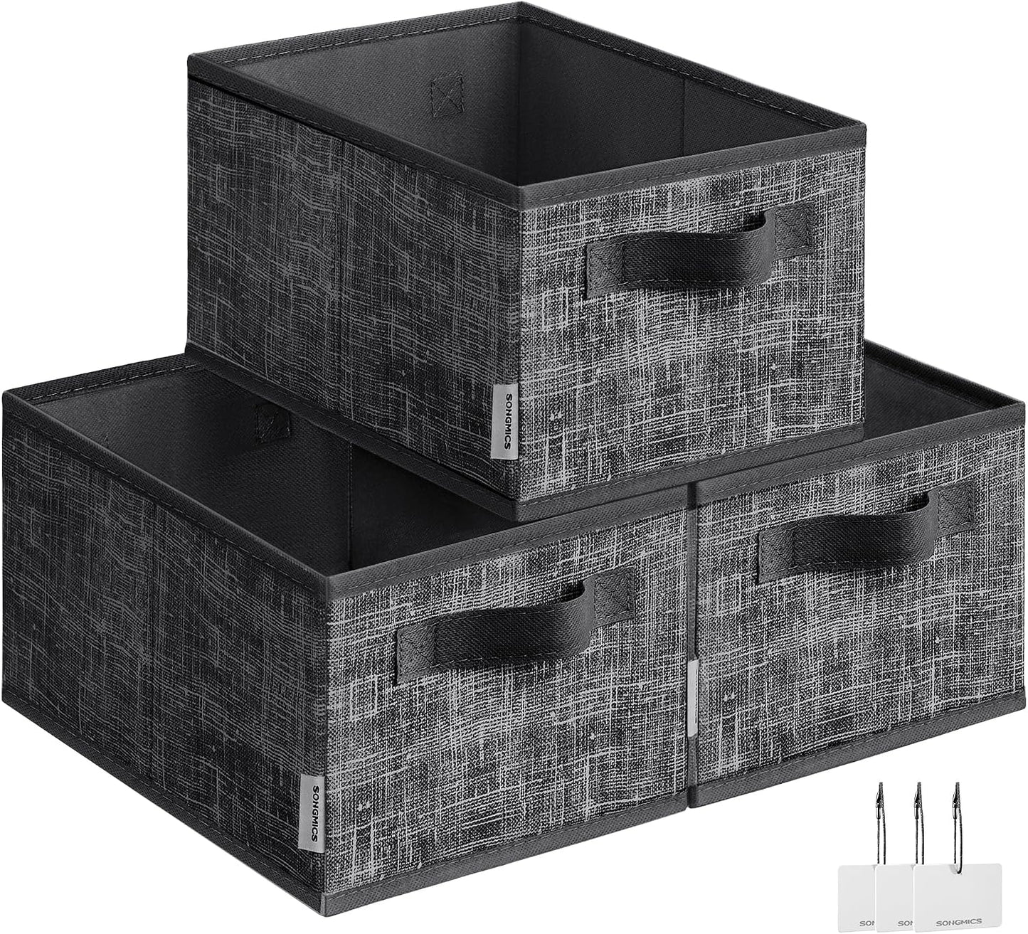 Cubos almacenamiento tela no tejida 11.8x7.9" set 3 negro