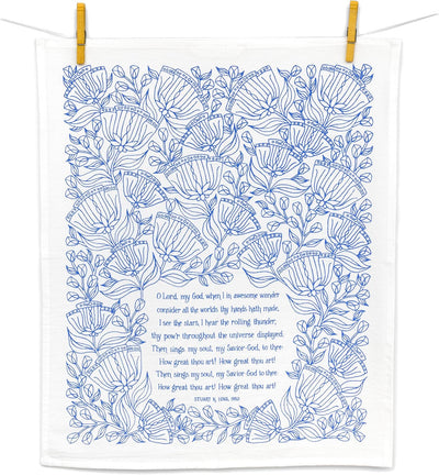Paño cocina cristiano floral azul 20x24pulg regalo fe