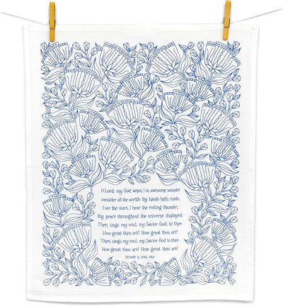 Paño cocina cristiano floral azul 20x24pulg regalo fe