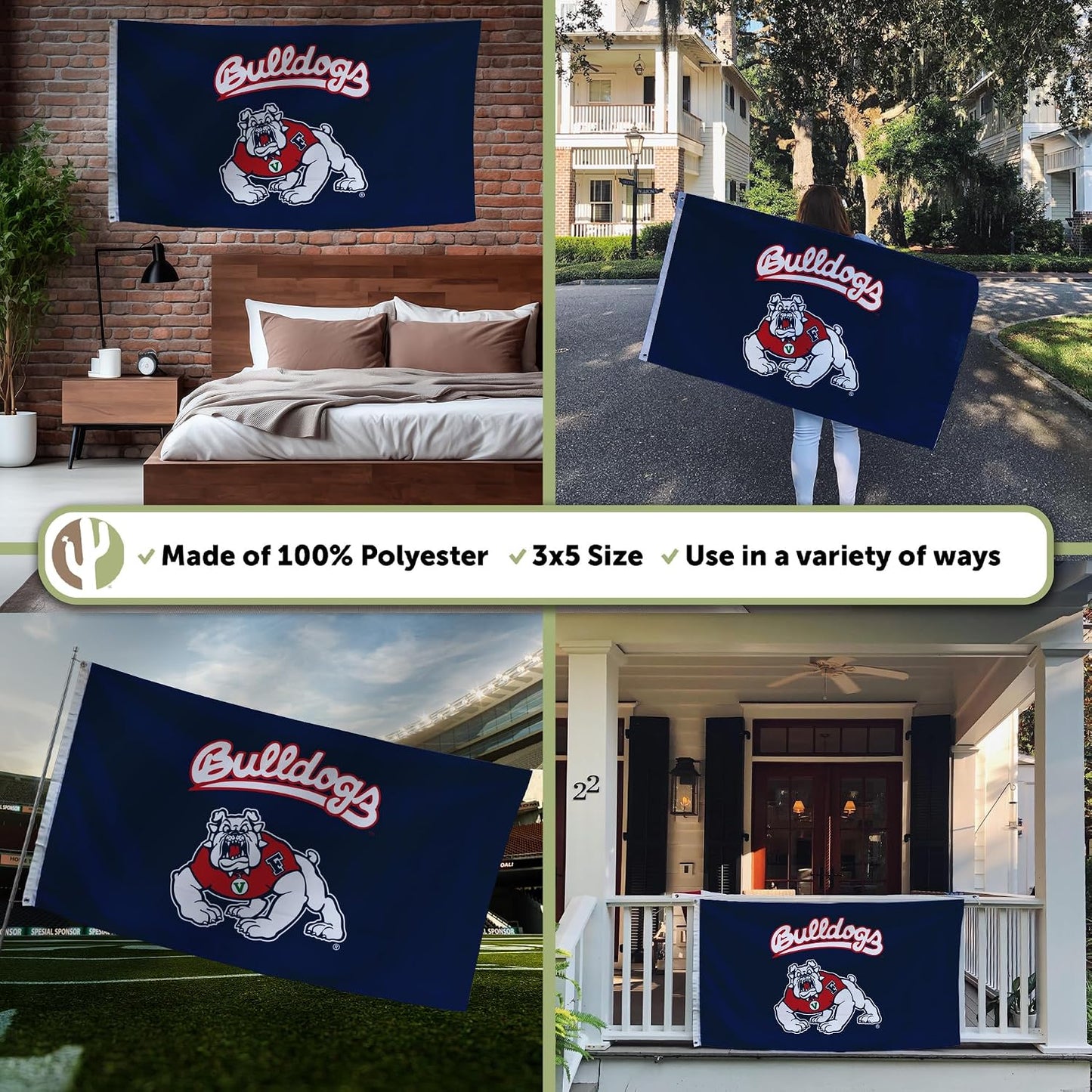 Bandera CSUF Bulldogs 3x5ft tela poliéster duradera