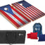 Set tablas cornhole con bandera 8 bolsas frijoles 4x2pies