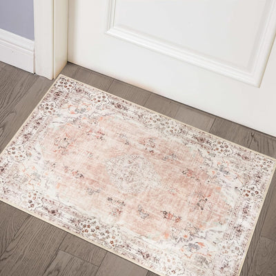 Alfombra área 2x3ft flores vintage suave antiderrap lavable