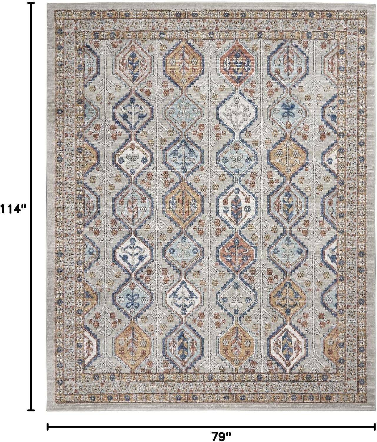 Alfombra multicolor 6'7"x9'6" para dormitorio y sala