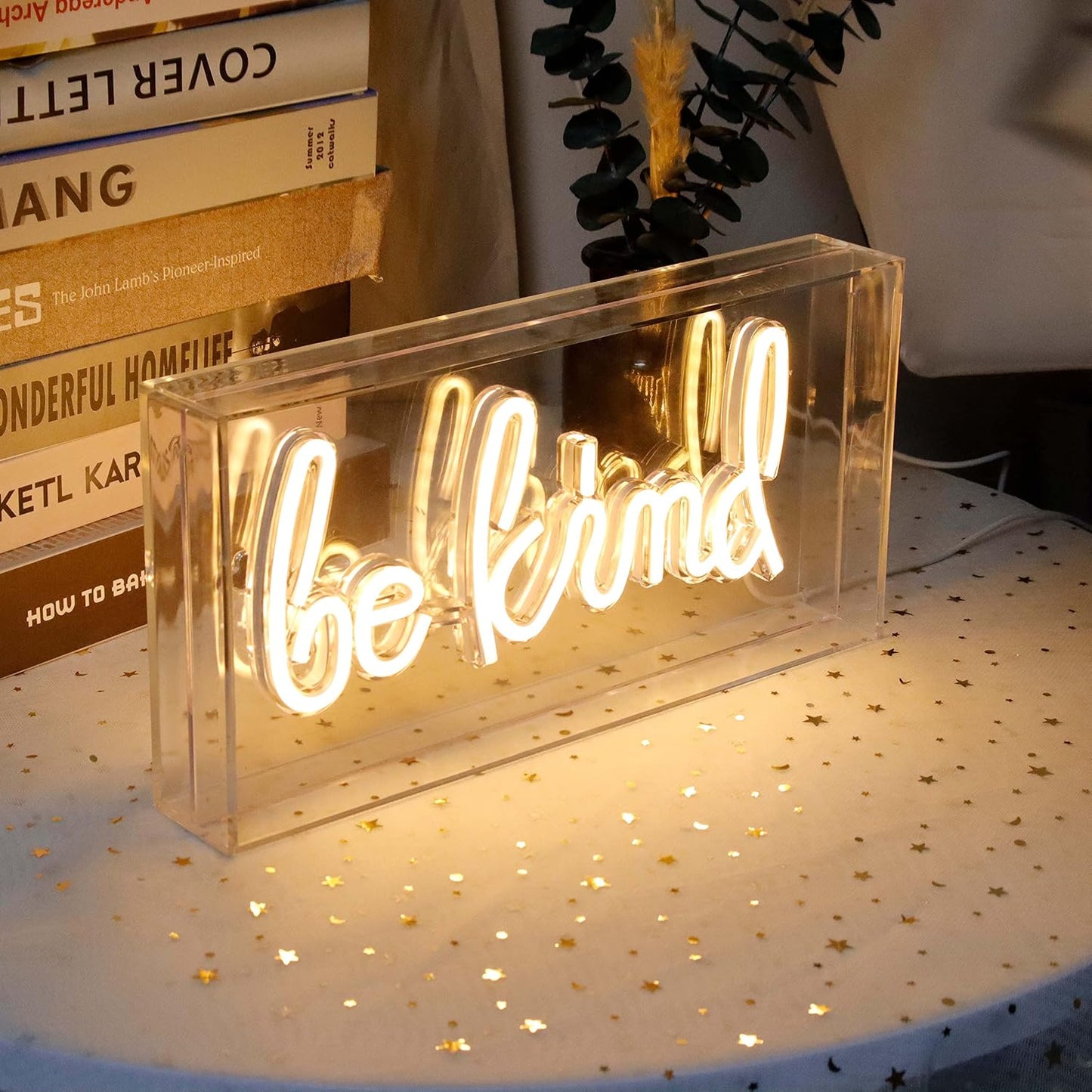 Letrero LED neón Be Kind caja acrílico USB