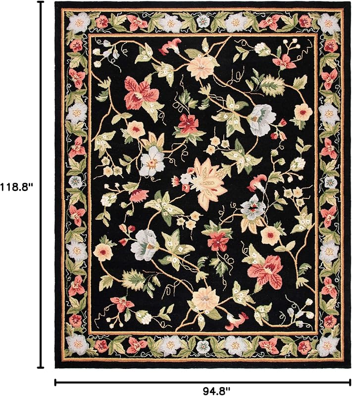 Alfombra área 8x10" diseño campo francés negro lana
