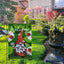 Bandera jardín 12x18pulg doble cara gnomo margaritas