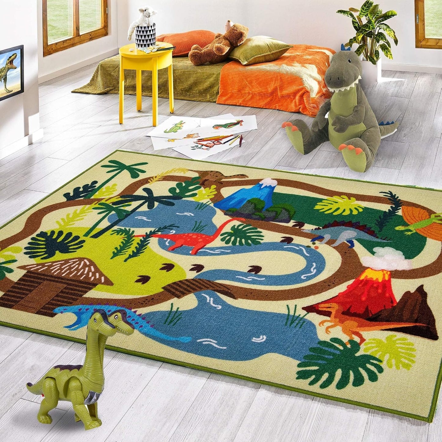 Alfombra dinosaurio poliéster antiderrap