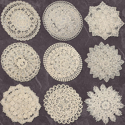 18 Pzas Tapetes Encaje Beige 8pulg para Mesa Vintage